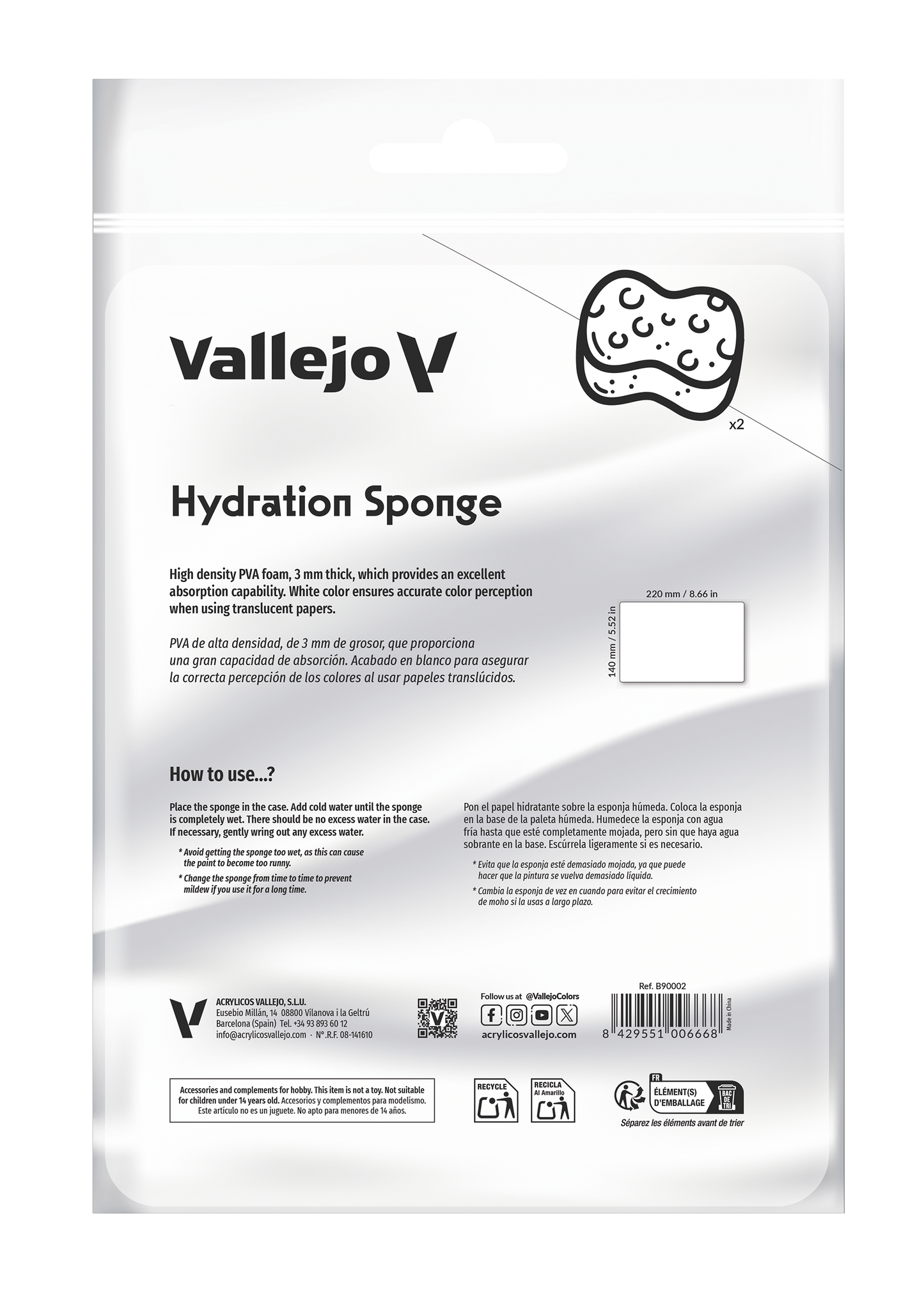 B90002 Esponja Hidratante (220 x 140mm)