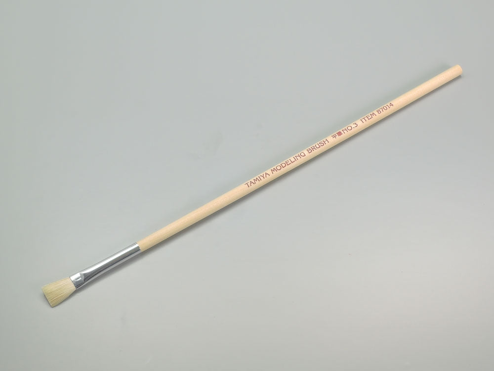 Pincel plano No. 3 de pelo de caballo con mango de madera