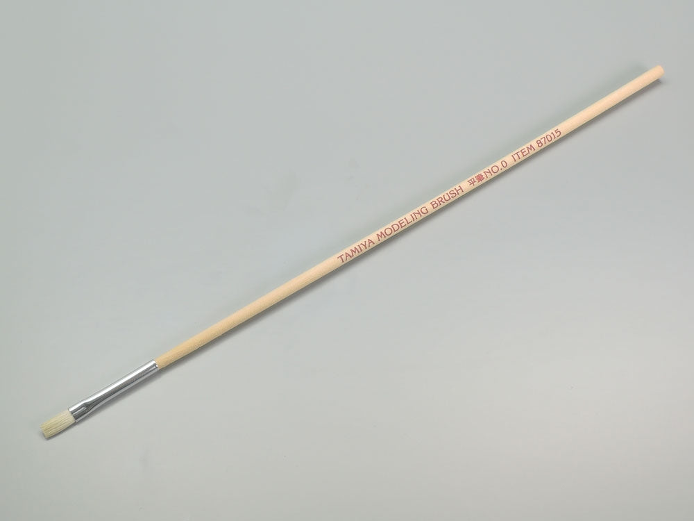 Pincel plano No. 0 de pelo de caballo con mango de madera