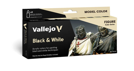 70151 Set Blanco y Negro Set 8 pinturas modelismo Acrylicos Vallejo