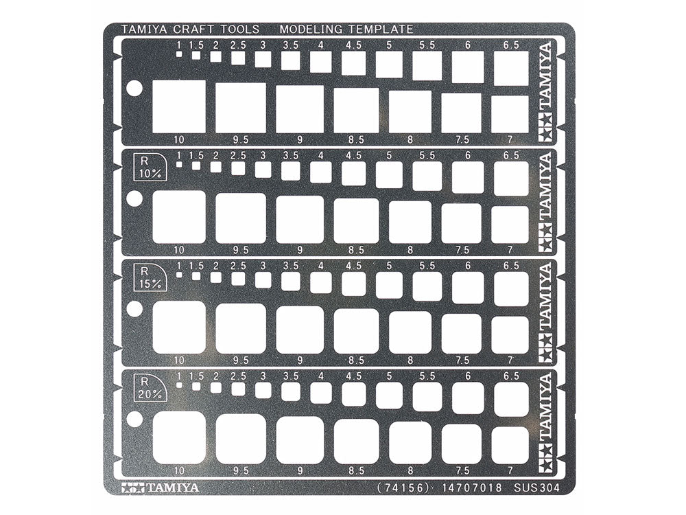 74156 Tamiya Modeling Template Square 1-10 mm